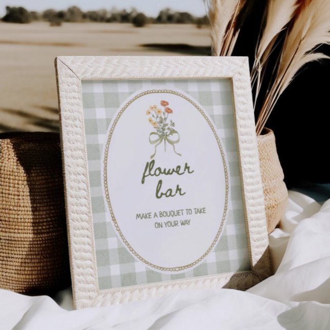 Green Gingham Wildblume Bouquet Blume Bar Poster (Von Creator hochgeladen)