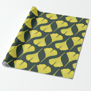 Green Gingko Leaf Nature Lover Botanisches Muster Geschenkpapier