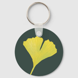 Green Gingko Leaf Nature Lover Botanisches Muster Schlüsselanhänger