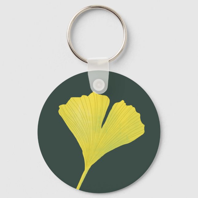 Green Gingko Leaf Nature Lover Botanisches Muster Schlüsselanhänger (Vorderseite)