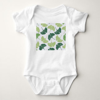 Green Ginkgo Biloba Nahtloses Muster Baby Strampler