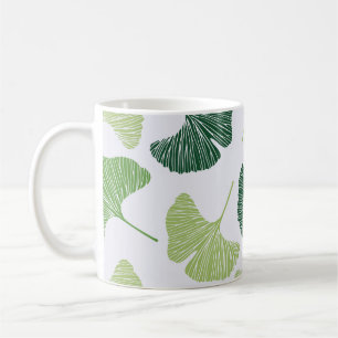 Green Ginkgo Biloba Nahtloses Muster Kaffeetasse