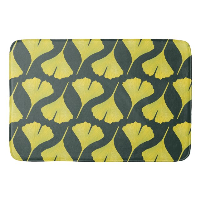 Green Ginkgo Leaf Muster - Botanischer Frühling Badematte (Vorderseite)