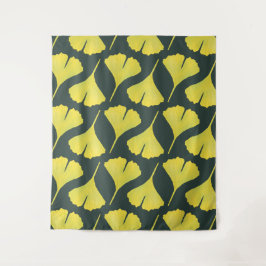 Green Ginkgo Leaf Muster - Botanischer Frühling Wandteppich