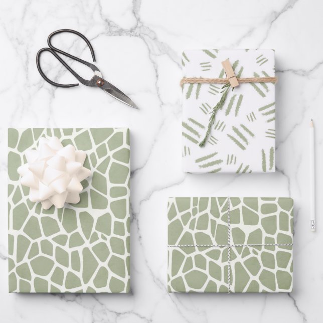 Green Giraffe Print Birthday Geschenkpapier Set (Vorderseite)