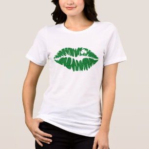 Green Girly Glitzer Kleeblatt Lips St. Tri-Blend Shirt