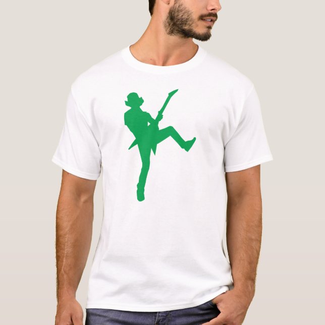 Green Gitarre Player Silhouette T-Shirt (Vorderseite)