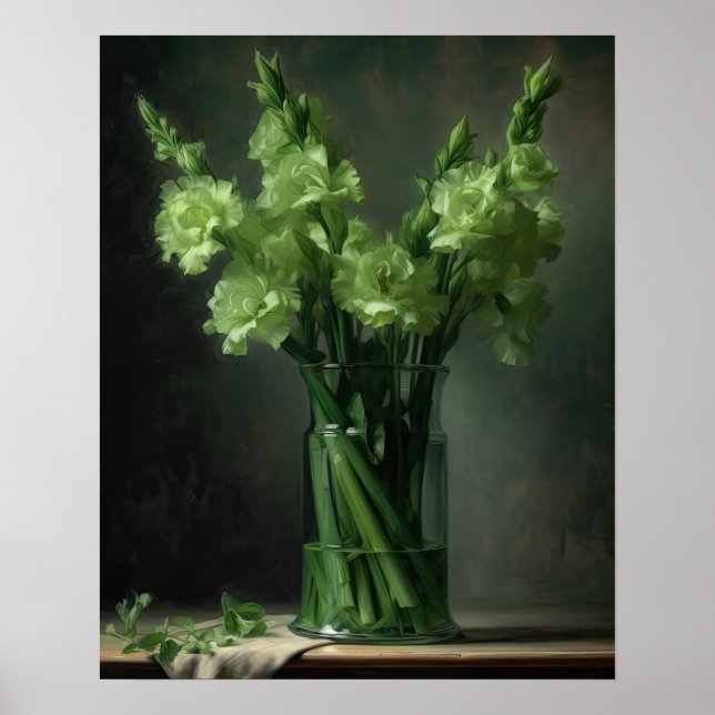 Green Gladiolus Blume Art Print Poster (Vorne)