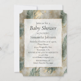 Green Glam Chic Gold Weiße tropische Blätter Einladung