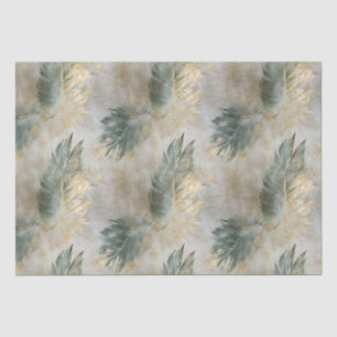 Green Glam Chic Gold Weiße tropische Blätter Seidenpapier