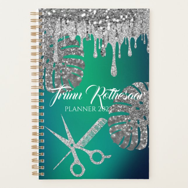 Green Glam Glitzer Hair Salon Planner Planer (Vorderseite)