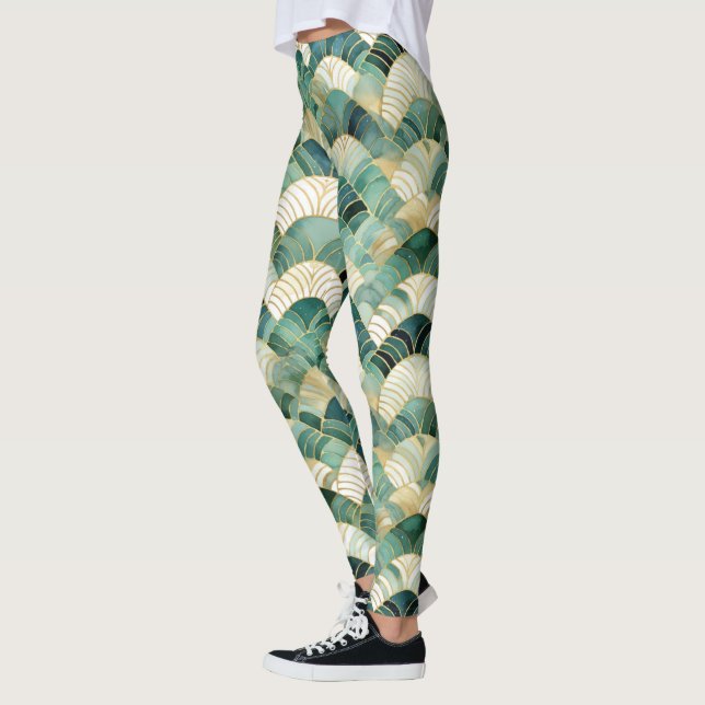 Green Glam Gold Abstrakt Leggings (Links)