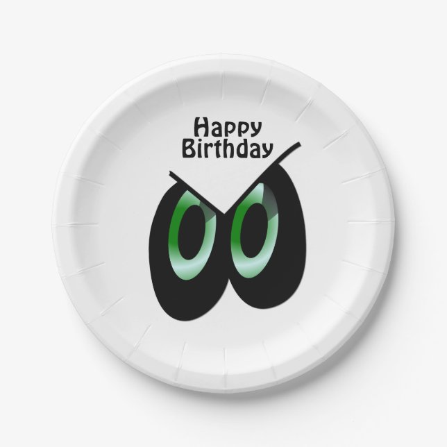 Green Glare Cartoon Eyes Geburtstag Pappteller (Vorderseite)