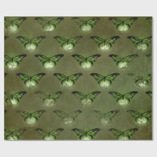 Green Glimmer Vintag Butterfly Geschenkpapier