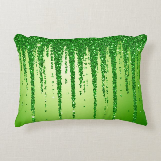 Green Glitter Drip Background With Sparkling Dekokissen (Vorderseite)