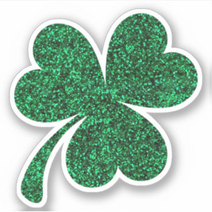 Green glitter three leaf clover aufkleber