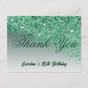 Green Glitzer, 70. Geburtstag, vielen Dank Postkarte