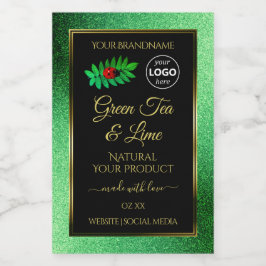 Green Glitzer Black Product Labels Ladybug Logo Lebensmitteletikett