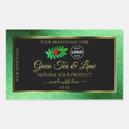 Green Glitzer Black Product Labels Ladybug Logo Rechteckiger Aufkleber