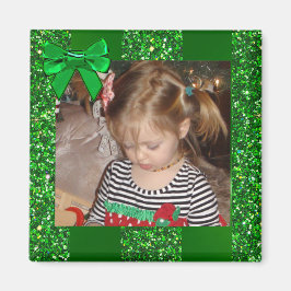 Green Glitzer Bow Personalisiert Christmas Magnet