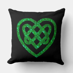 Green Glitzer Celtic Heart Knot Throw Kissen Kisse