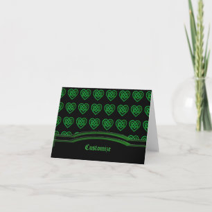 Green Glitzer Celtic Heart Pattern Note Card Karte