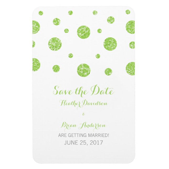 Green Glitzer Confetti speichern das Datumsfenster Magnet (Vertikal)