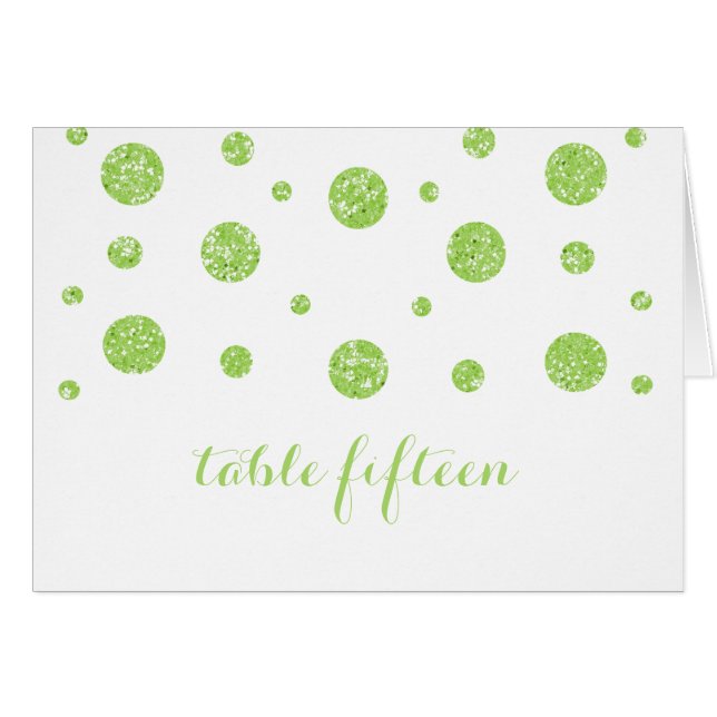 Green Glitzer Confetti Tischnummer Card (Vorderseite (Horizontal))