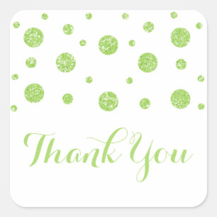 Green Glitzer Confetti Wedding Danke Stickers
