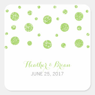 Green Glitzer Confetti Wedding Stickers
