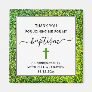 Green Glitzer ERWACHSENER BAPTISMUS Vielen Dank Magnet