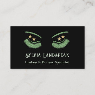 Green Glitzer Eyelashes für Lash Techniker Visitenkarte