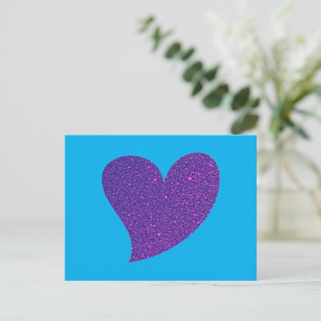 Green Glitzer Heart Feiertagspostkarte (Stehend Vorderseite)