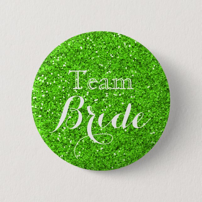 Green Glitzer Imitate Foil Wedding Team Bride Button (Vorderseite)
