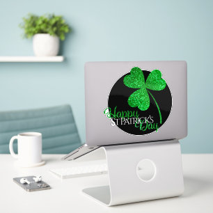 Green Glitzer Kleeblatt Happy St Patrick's Day T-S Aufkleber