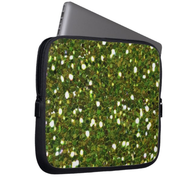 Green Glitzer Laptop Sleeve (Vorne Rechts)