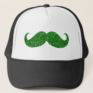 Green Glitzer Mustache Truckerkappe