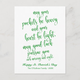 Green Glitzer Old Irish Sessing St. Patrick's Day Postkarte
