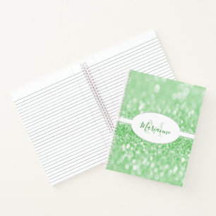 Green Glitzer Personalisieren Notebook Notizbuch