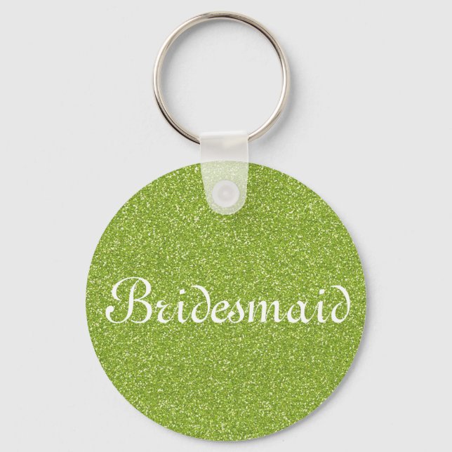 Green Glitzer Personalisiert Bridesmaid Schlüsselanhänger (Vorderseite)