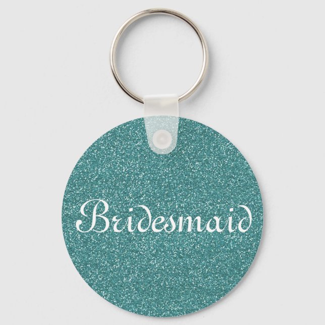 Green Glitzer Personalisiert Bridesmaid Schlüsselanhänger (Vorderseite)