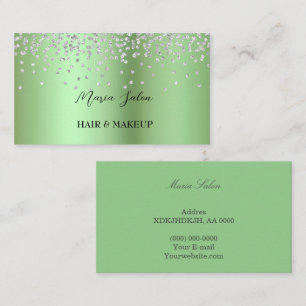 Green Glitzer Silver Aquarell Business Card Visitenkarte
