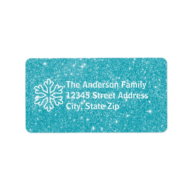 Green Glitzer Snowflake - Adressetikett (Vorne)