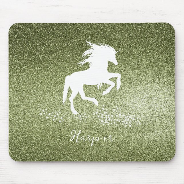 Green Glitzer Unicorn Mouse Pad Mousepad (Vorne)