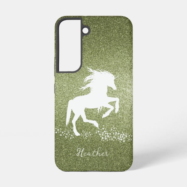 Green Glitzer Unicorn Samsung Galaxy Fall Samsung Galaxy Hülle (Rückseite)