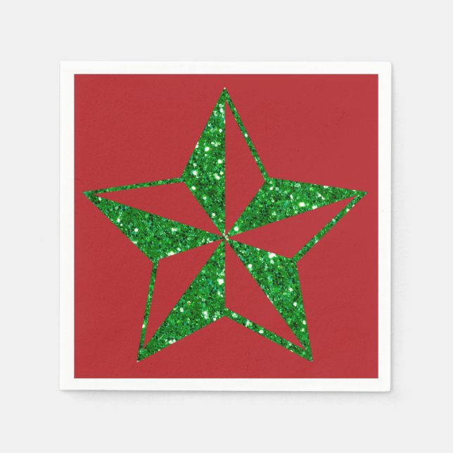 Green Glitzer Weihnachts-Star Napkins Serviette (Vorderseite)