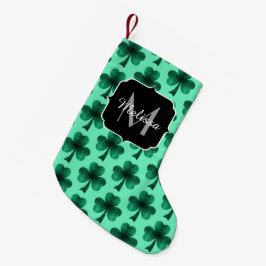 Green Glitzern Kleeblatt St. Patrick' Day Monogram Kleiner Weihnachtsstrumpf