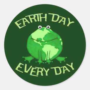 Green Globe Frog Environment Recycle Aufkleber