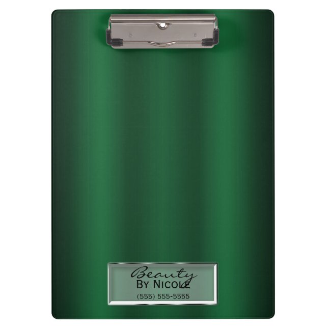 Green Gloss Shine Elegante Glam Personalisiert Klemmbrett (Vorderseite)