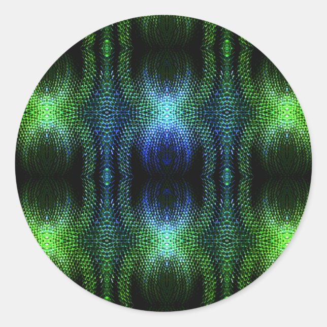 Green Glow Snake Skin Runder Aufkleber (Vorderseite)